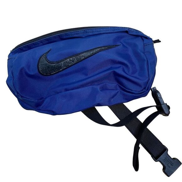 Nike Handbags - Nike Vintage Original Tough Blue Fanny Pack‎ Belt Bag Crossbody Black Swoosh